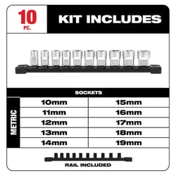 Milwaukee 3/8 in. drive Metric 6 Point Mechanics Socket Set 10 pc