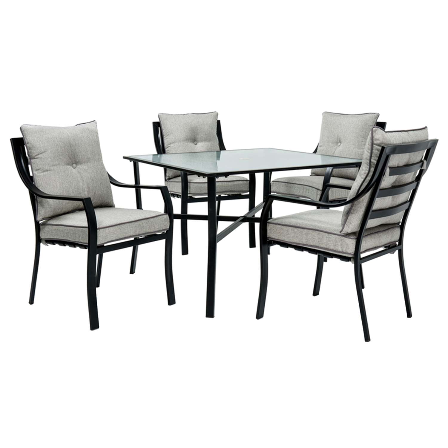 Hanover Lavallette 5 pc Black Steel Transitional Dining Set Gray Ace