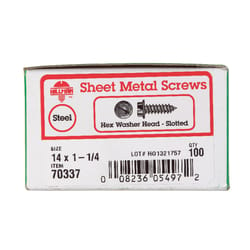 Hillman No. 14 X 1-1/4 in. L Slotted Hex Washer Head Sheet Metal Screws 100 pk