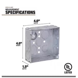 Southwire New Work 21 cu in Square Galvanized Steel Weatherproof Box Gray