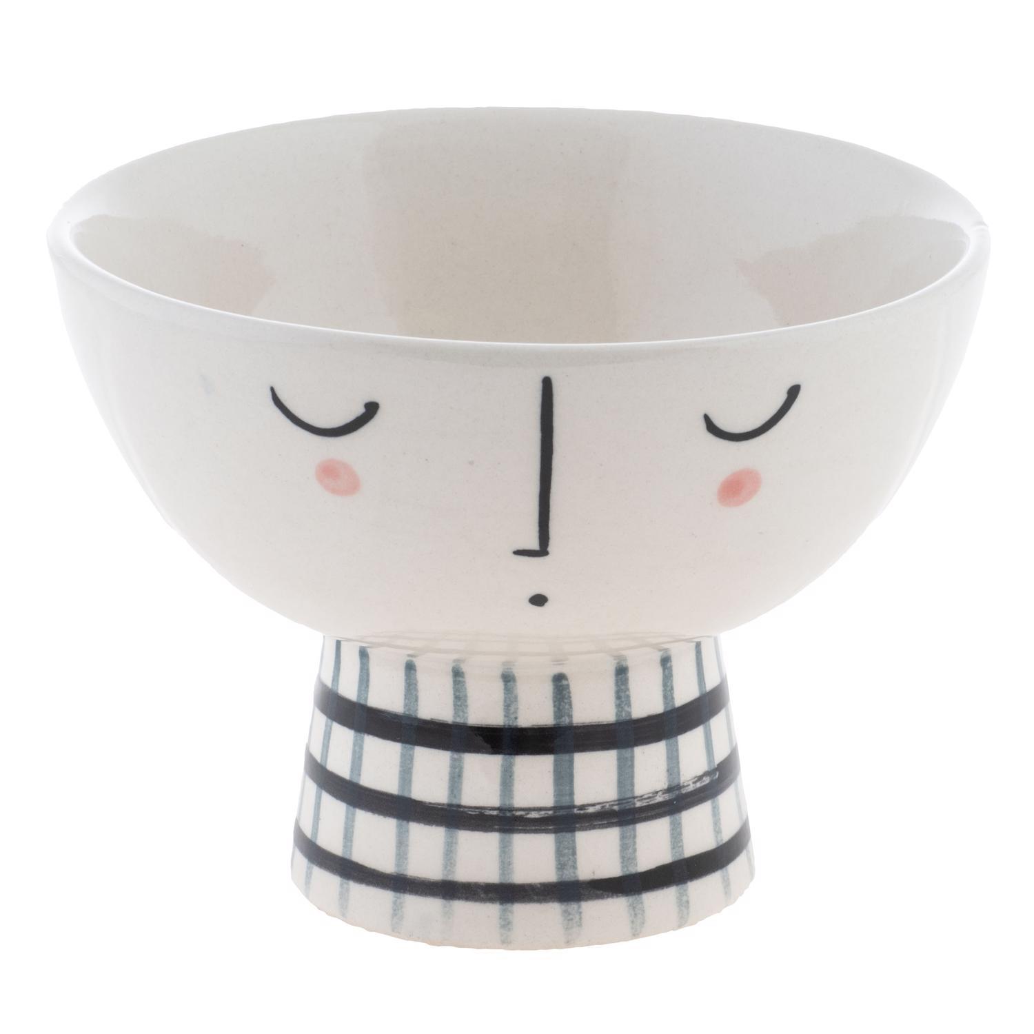 Karma Gifts Black/White Ceramic Footed Bowl Sansujyuku sansujyuku.com