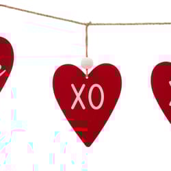 Glitzhome Valentine's Heart Garland Iron/Linen/Wood 1 pc