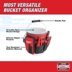 Milwaukee 2.17 in. W X 13.39 in. H Ballistic Nylon Bucket Organizer 32 pocket Black/Red 1 pc