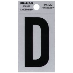 HILLMAN 2 in. Reflective Black Vinyl  Self-Adhesive Letter D 1 pc