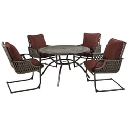 Living Accents Redmond 5 pc Brown Steel C-Spring Dining Set Burgundy