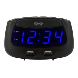 La Crosse Technology Equity 4.92 in. Black USB Alarm Clock LED Plug-In