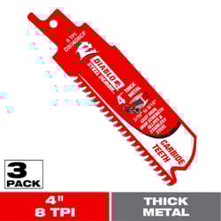 Diablo Steel Demon 4 in. Carbide Tipped Thick Metal Reciprocating Saw Blade 8 TPI 3 pk