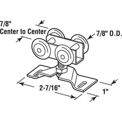 Prime-Line 7/8 in. D X 2-7/16 in. L Mill Plastic/Steel Roller 1 pk