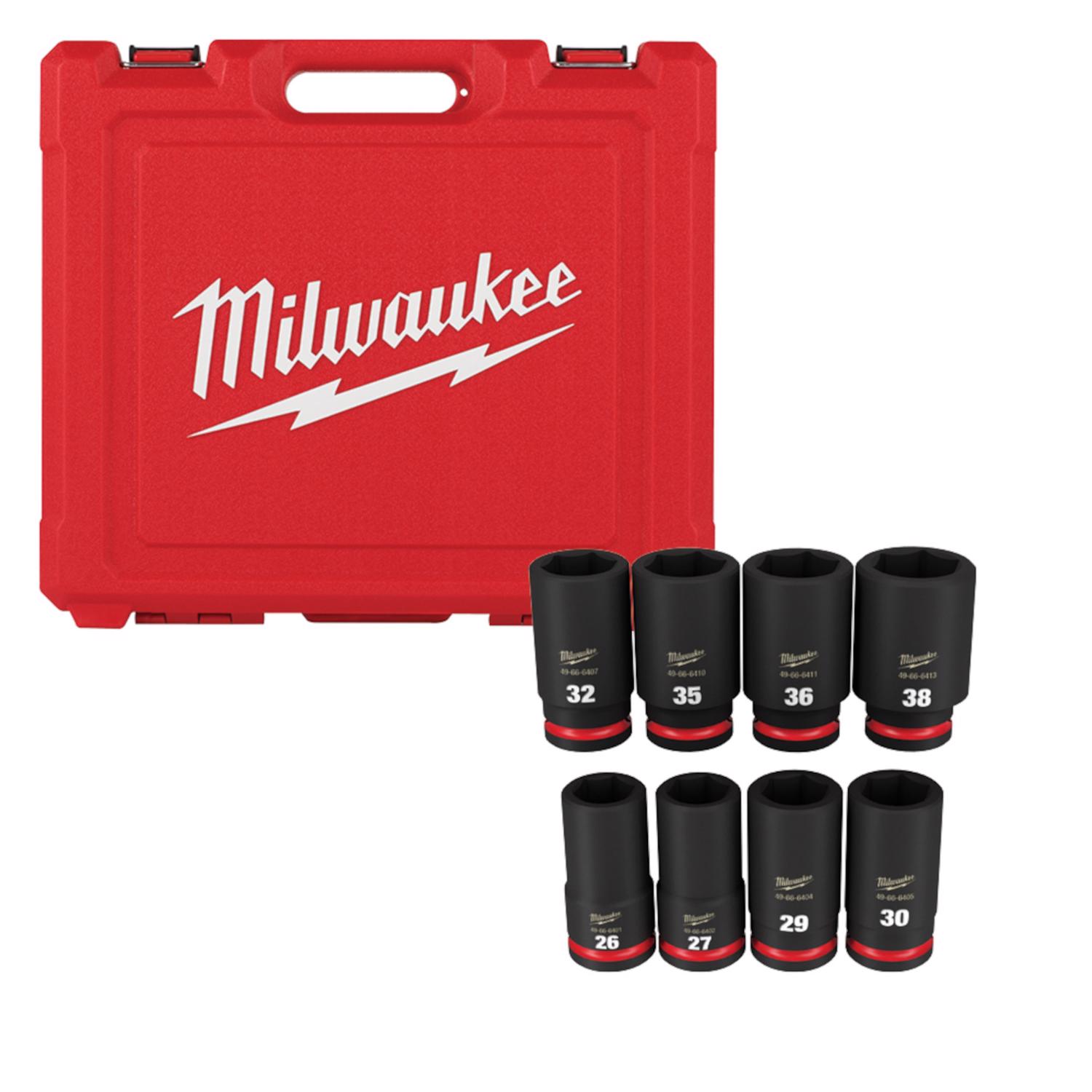 Photos - Tool Box Milwaukee Shockwave 3/4 in. drive Metric 6 Point Deep Impact Socket Set 8 
