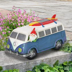 Exhart WindyWings Multicolored Resin 5.5 in. H X 5.5 in. L X 12 in. W Gnome in Blue Retro Van Statue