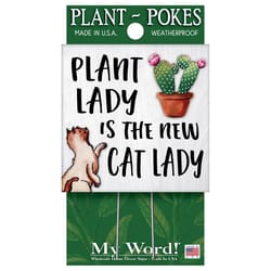 My Word! Multicolored Wood 4 in. H Plant Lady Is The New Cat Lady Plant Pokes