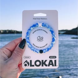 Lokai Unisex Ocean Round Blue Bracelet Silicone Water Resistant Size 6