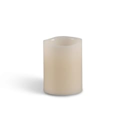 Everlasting Glow Bisque Vanilla Scent Wavy Edge Pillar Flameless Flickering Candle