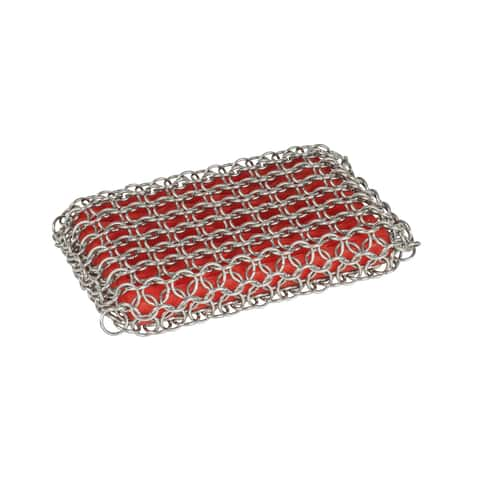 1pc Stainless Steel Chainmail Scrubber For Pot And Grill Cleaning