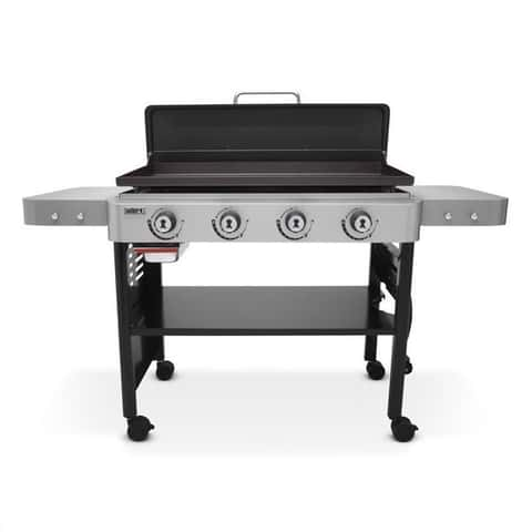 36 in. 4-Burner Liquid Propane Flat Top Grill with Hood by