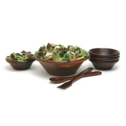 Lipper International Wood Cherry Salad Bowl with Servers 7 pk