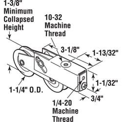 Prime-Line 1-1/4 in. D X 0.75 in. L Nylon/Steel Roller Assembly 1 pk