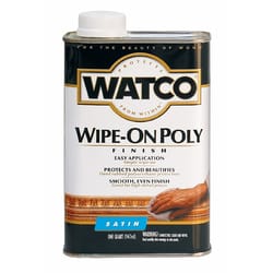 Watco Wipe On Poly Transparent Satin Clear Water-Based Urethane Modified Alkyd Polyurethane 1 qt