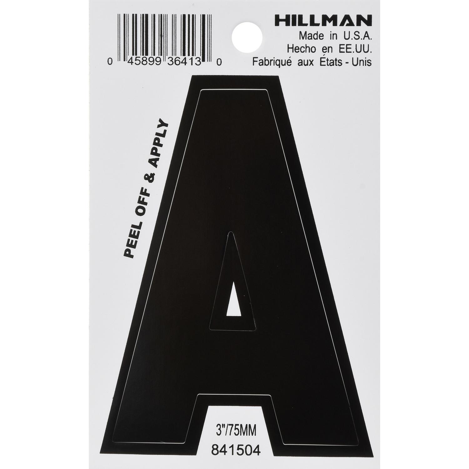 Hillman 3 In. Black Vinyl Self-Adhesive Letter A 1 Pc - Ace Hardware