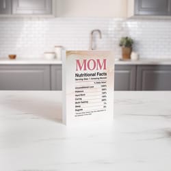 P. Graham Dunn 7 in. H X 2 in. W X 6 in. L White Wood Mom Nutritional Facts Word Block
