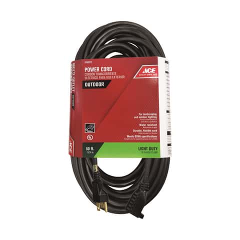 Ace Outdoor 50 ft. L Black Extension Cord 16/3 SJTW - Ace Hardware