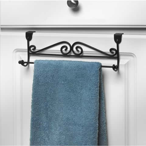 Spectrum Scroll Black Over the Door Towel Bar 11 in. L Steel