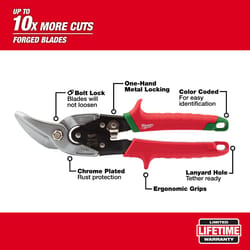 Milwaukee 10 in. Forged Alloy Steel Right Serrated Offset Aviation Snips 22 Ga. 1 pk