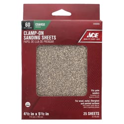 Ace 5-1/2 in. L X 4-1/2 in. W 60 Grit Aluminum Oxide 1/4 Sheet Sandpaper 25 pk