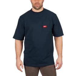 Milwaukee M Short Sleeve Men's Round Neck BLUE Heavy Duty Pocket Tee Shirt