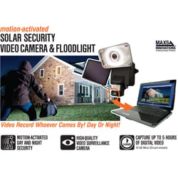 Maxsa Motion-Sensing Solar Powered LED White Security Light with Video Camera