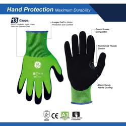 General Electric Unisex Dipped Gloves Black/High-Vis Green M 1 pair