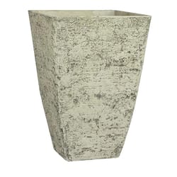 HC Companies Tahoe 17.3 in. H X 16 in. W X 16 in. D Fiberglass/Resin Texture Planter White Birch