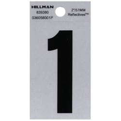 Hillman 2 in. Reflective Black Vinyl  Self-Adhesive Number 1 1 pc
