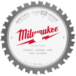 Milwaukee 5-3/8 in. D X 5/8 in. Tungsten Carbide Tipped Circular Saw Blade 30 teeth 1 pk