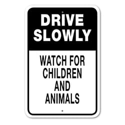 Noble Beasts Graphics English White Safety Sign 18 in. H X 12 in. W