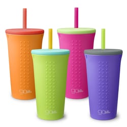 GoSili Assorted Silicone Pop Beverage Cups with Straw 4 pc