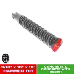 Diablo 9/16 in. X 18 in. L Carbide Tipped 2-Cutter Hammer Drill Bit SDS-Plus Shank 1 pk