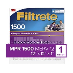 Filtrete 12 in. W X 12 in. H X 1 in. D 1500 MPR Pleated Ultra Allergen Filter 1 pk