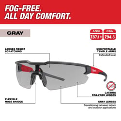 Milwaukee Anti-Fog Safety Glasses Gray Lens Black/Red Frame