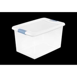 Sterilite 64 qt Clear/White Latch Storage Box 13-1/2 in. H X 23-3/4 in. W X 16 in. D Stackable