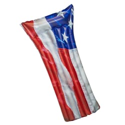 PoolCandy Multicolored PVC Inflatable Stars & Stripes Extra Wide Pillow Pool Raft