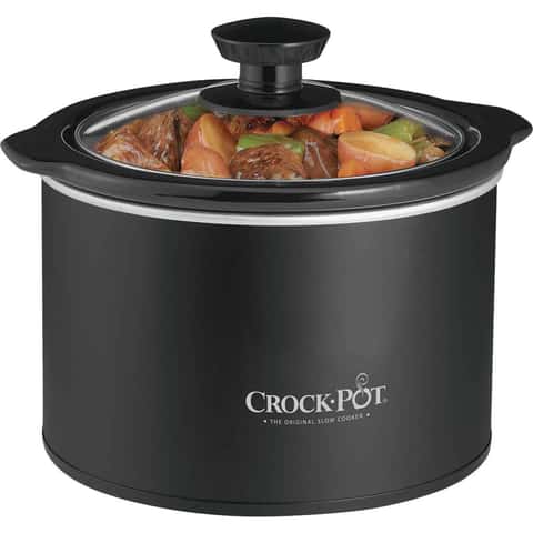 Crock-Pot 2Qt Slow Cooker -Classic Stainless Steel Removable Stoneware Pot  Black