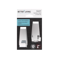 Better Living Facet 3.38 in. H X 1.25 in. W X 1.5 in. L Silver Bath Hook