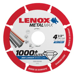 Lenox MetalMax 4-1/2 in. D X 7/8 in. Diamond/Metal Cut-Off Wheel 1 pc