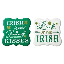 Glitzhome Irish Table Decor Wood 2 pc