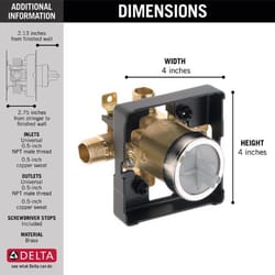 Delta Multichoice 1/2 in. Copper Sweat outlets X 1/2 in. MPT Brass Tub/Shower Rough-In Valve