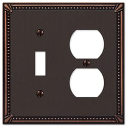 Amerelle Imperial Bead Aged Bronze 2 gang Die-Cast Metal Toggle Wall Plate 1 pk