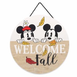 Open Road Brands Disney Mickey & Minnie Mouse Welcome Fall Hanging Sign Wood 1 pk