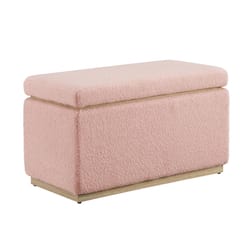 Linon Home Decor Stella Blush Sherpa Fabric Modern Ottoman 1 pk