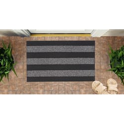 Superio Brand 18 in. W X 30 in. L Black/Gray Ribbed Coir/Rubber Door Mat